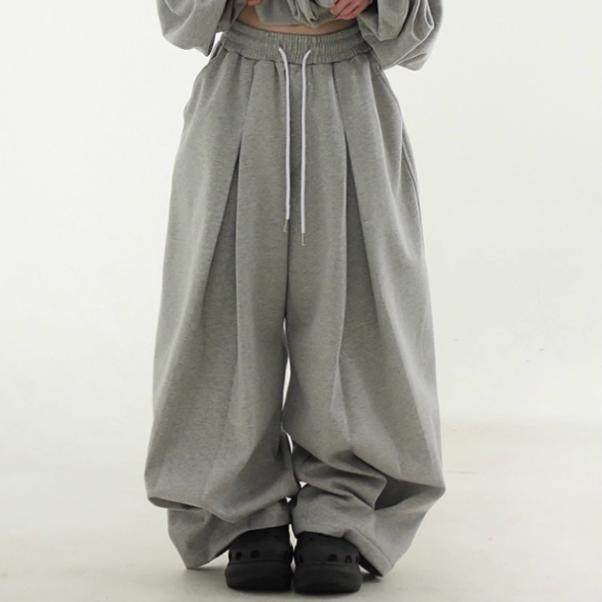 宽松风捏褶卫裤韩国代购