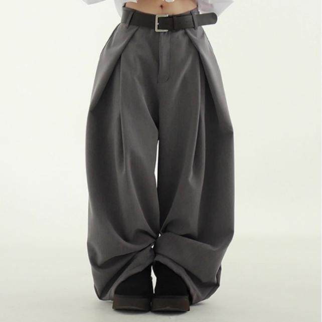 韩国代购25A/W pleated banding slacks (unisex) 捏褶设计师西裤
