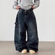 section 25F 韩国代购 pants denim 牛仔裤 cargo 宽松拼接工装