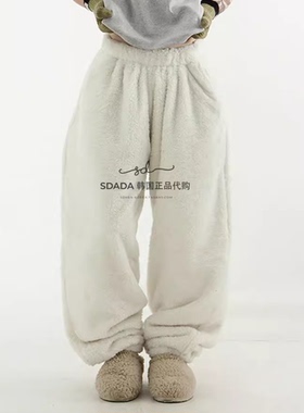 韩国代购23F/W fleece wide jogger banding pants 摇粒绒小脚裤