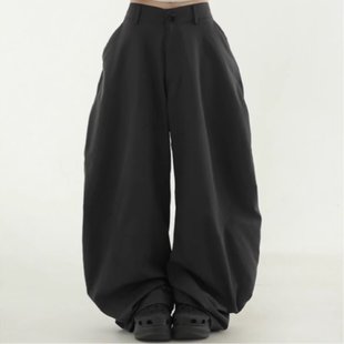 韩国代购24F/W oversize curved chino banding pants 设计师西裤