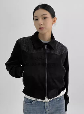 韩国代购25A/W  Western Suede Leather Semi-Crop Jacket 夹克