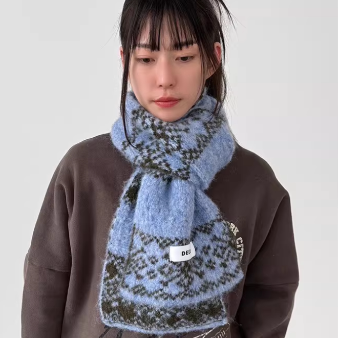 韩国代购26A/W winter pattern knit muffler 冬季花纹宽幅围巾,服饰配件/皮带/帽子/围巾,围巾/丝巾/披肩,淘宝优惠券,粉丝福利购,淘宝优惠卷