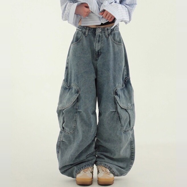 heartpocketwidejean牛仔裤
