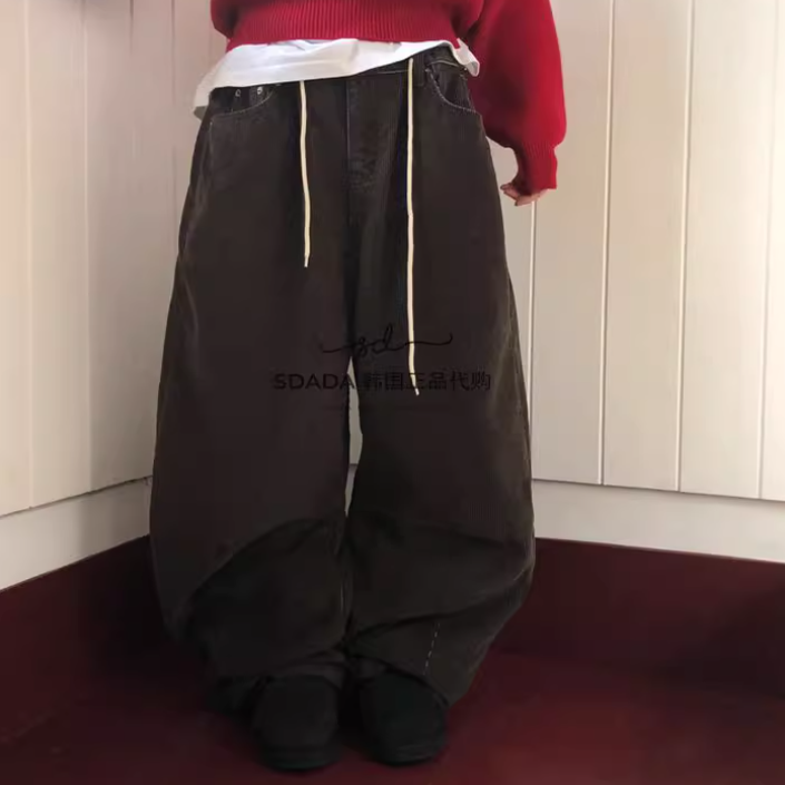 韩国代购25F/W CORDUROY STOPPER PANTS 灯芯绒抽绳长裤 男女同款,男装,休闲裤,淘宝优惠券,粉丝福利购,淘宝优惠卷