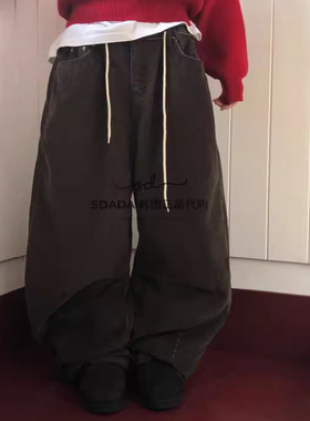 韩国代购25F/W CORDUROY STOPPER PANTS 灯芯绒抽绳长裤 男女同款