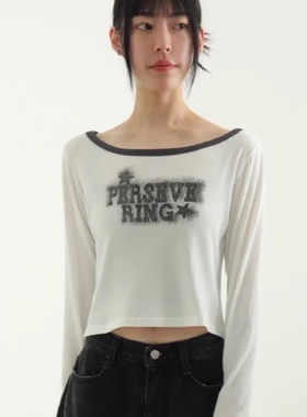 韩国代购24F/W PERSEVERING printed golgi tee 字母长袖T恤