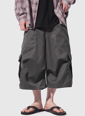 韩国代购25S/S Unbalance Tuck Bermuda Pants  工装半腿裤