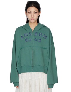 DENIM HOOD ZIP 韓國代購 牛仔字母拼接拉鏈帽衫 24A