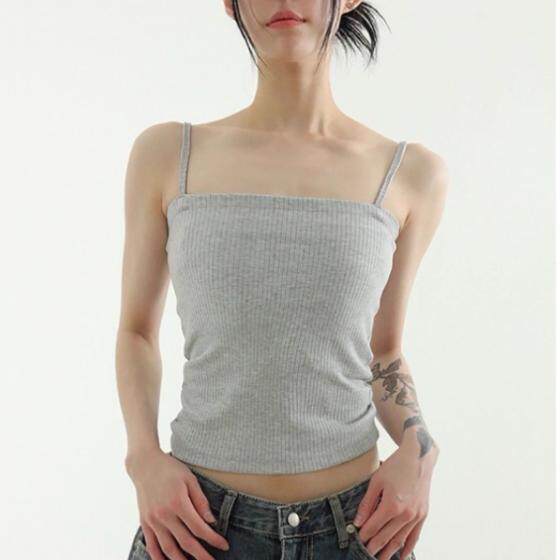 韩国代购竖纹针织吊带背心