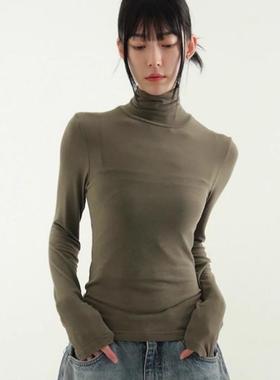 韩国代购24F/W silket pola tee 高领薄款打底衫