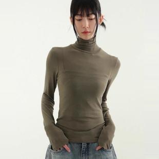 silket pola tee 韩国代购 打底衫 高领薄款 24F