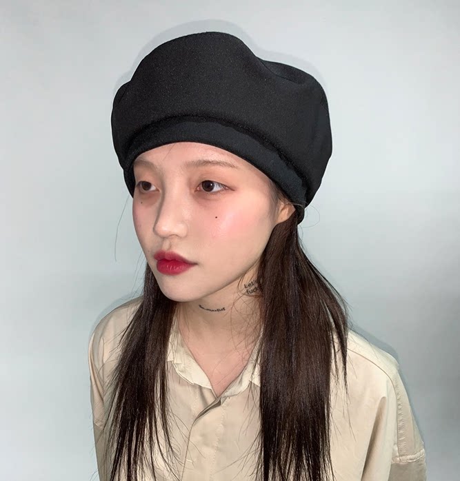 韩国纯色棉质可调节贝雷帽
