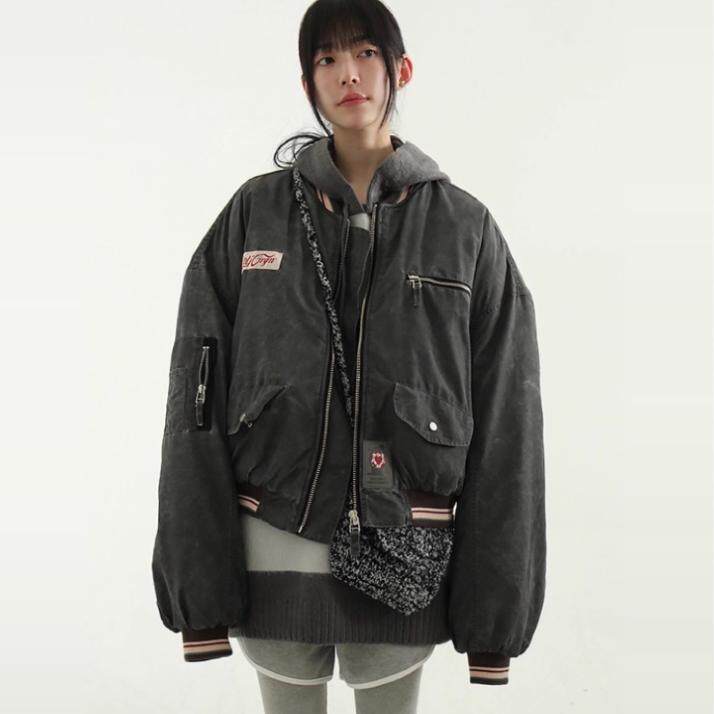 设计师宽松风棉服夹克韩国代购