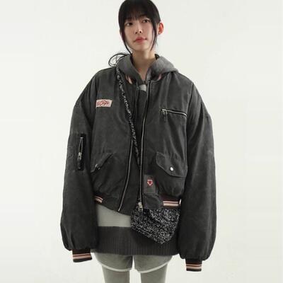 设计师宽松风棉服夹克韩国代购
