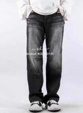韩国代购23A/W SLAB MILK BLACK JEANS 做旧磨白黑灰牛仔裤