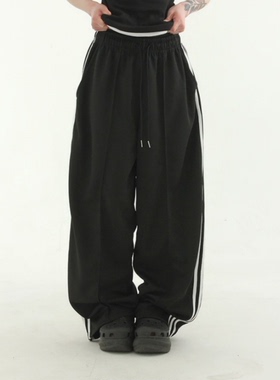 韩国代购23S/S track wide banding jersey pants 侧边线条长裤