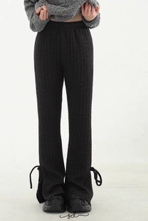 韓國代購 banding 腳開叉系帶針織長褲 knit 褲 slit 24A pants