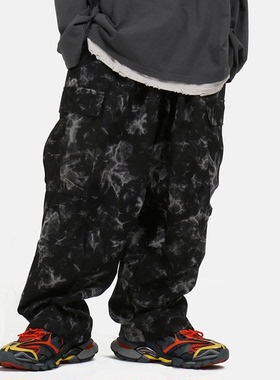 韩国代购20SS TYE-DIE CARGO PANTS  扎染工装长裤 男女同款