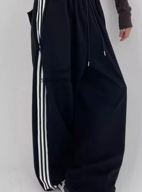 韩国代购24F/W Half Line Wide Banding String Pants 线条长裤