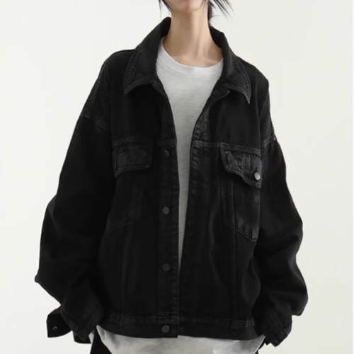 宽松风油污做旧牛仔夹克韩国代购