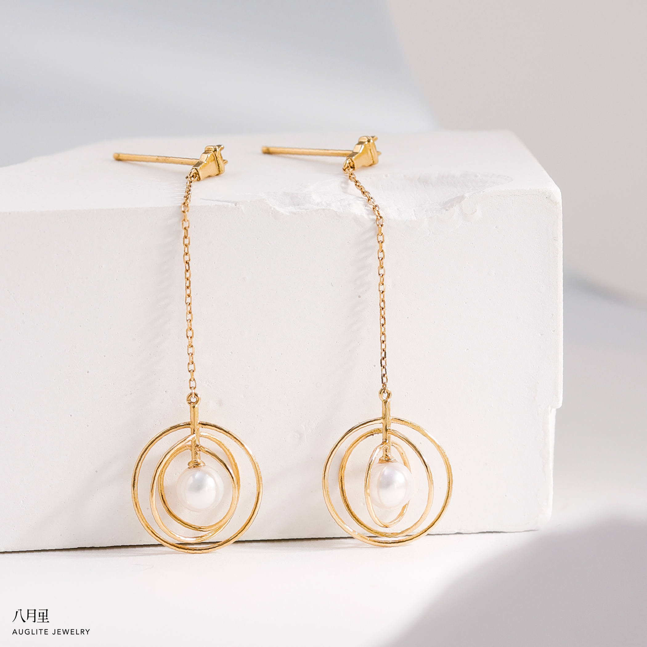 18K金日式极简珍珠耳线八月里