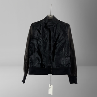 春秋小羊皮皮毛拼接立领休闲皮衣修身 男士 皮夹克 潮奢N 意大利产