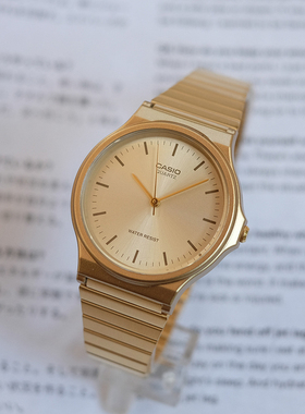 卡西欧手表Casio网红复古小金表指针系列 防水石英女表MQ24G-9E