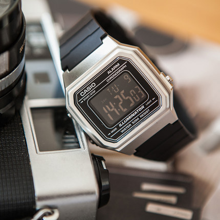 卡西欧casio手表男多功能方形情侣电子表女W-217H-1AHM7BF-91W-1D