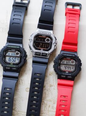 卡西欧CASIO运动多功能方块夜光防水男女手表WS-1400WH-1A多色