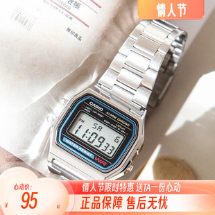 卡西欧casio小方块手表男表女表学生网红小银块电子表A158WA-1D