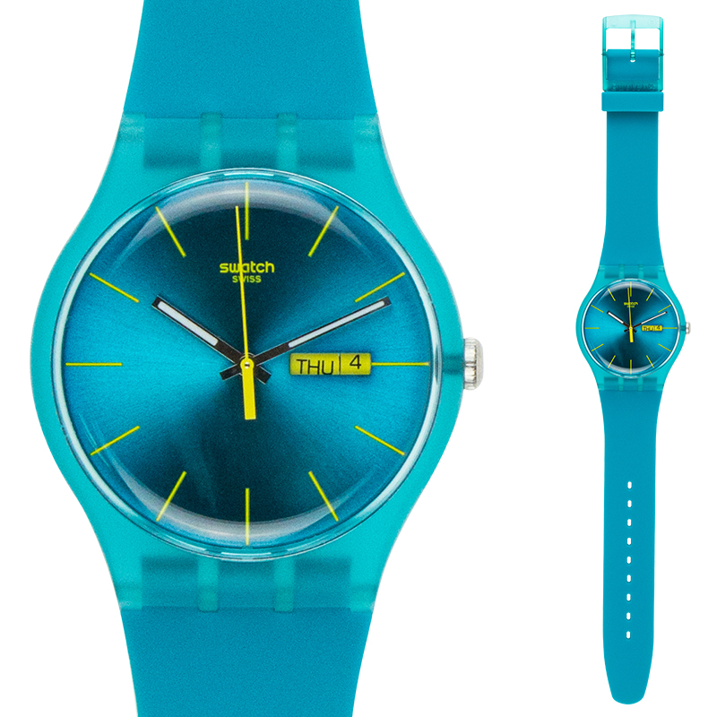 Swatch斯沃琪 專柜正品 全球聯保 原創炫彩系列 綠松藍 SUOL700