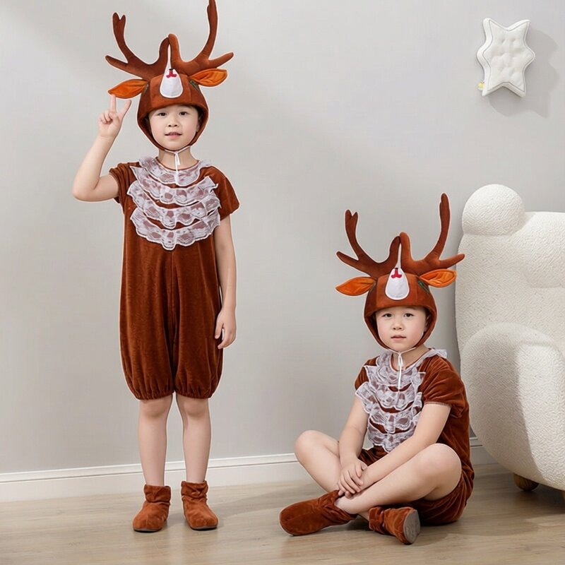六一幼儿园小鹿演出服儿童舞蹈表演服装驯鹿cos服男童人偶装动物4