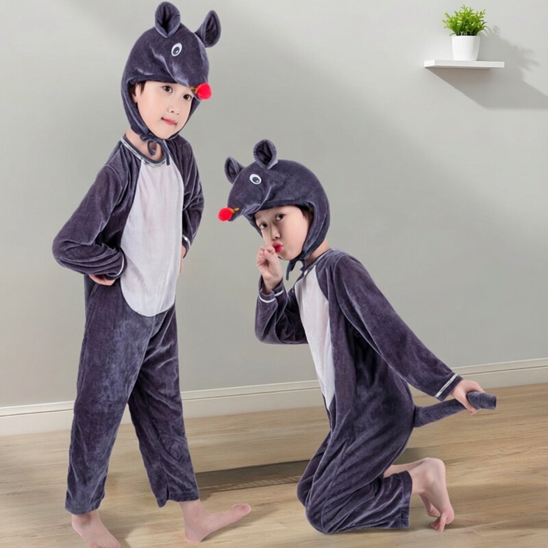 元旦猫捉老鼠服装cos服儿童舞台剧动物演出服话剧道具服灰鼠表演6