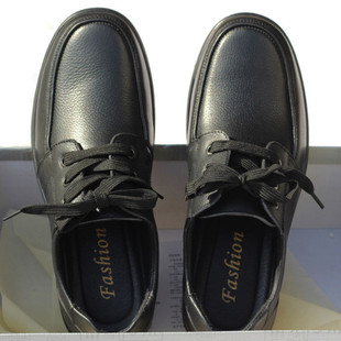 黑色上班真皮鞋 商务鞋 系带软牛皮面 青年男士 圆头厚底牛筋底男皮鞋