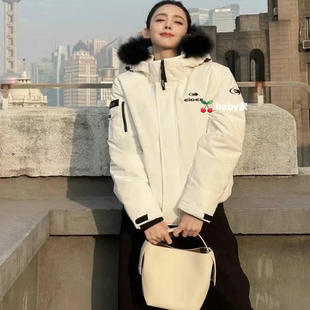 鹅绒短款 英同款 eider羽绒服女张元 加厚保暖派克服潮 韩国直邮