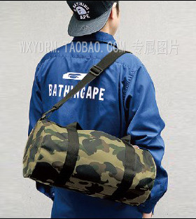 斜挎包圆筒包bape迷彩包