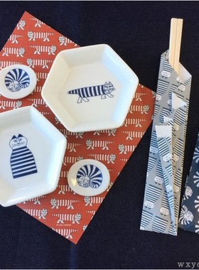 LISA LARSON  小猫咪 リサ ラーソン 日式小碟子筷架组合一套4个