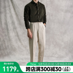 Alex Mill 美式 微锥 中国总代 复古男式 百搭单褶亚麻休闲裤