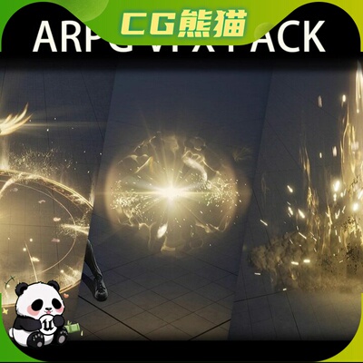UE5虚幻5.4-5.7 ARPGVFXPack02 金色魔法能量球爆炸魔法攻击特效