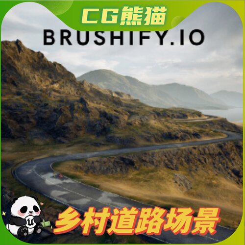 UE4虚幻5 Brushify - Country Roads Pack 国道山脉蜿蜒道路场