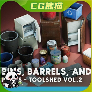 UE4虚幻5 Toolshed Garage Props VOL.2 Bins Barrels 工具棚