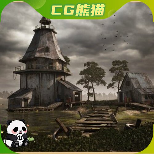 UE5.4-5.7 Horror Survival Swamp Village Lighthouse Tower沼泽