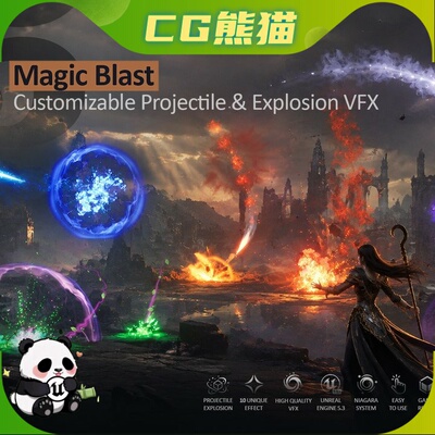 UE5.3-5.8 Magic Blast Customizable Projectile Explosion VFX