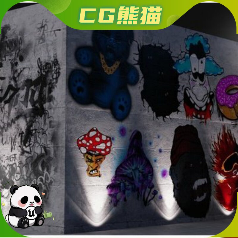 UE4虚幻5 Graffiti Wall Art 涂鸦墙艺术材质贴图