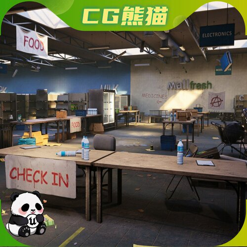 UE4虚幻5 Abandoned Shopping Mall 游戏废弃商场购物中心场景