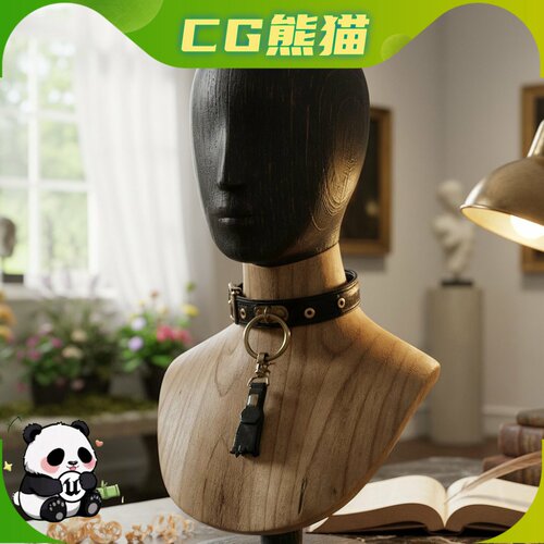 UE5.6-5.8 Leather Choker with Ring Tassel MetaHuman 皮革颈圈