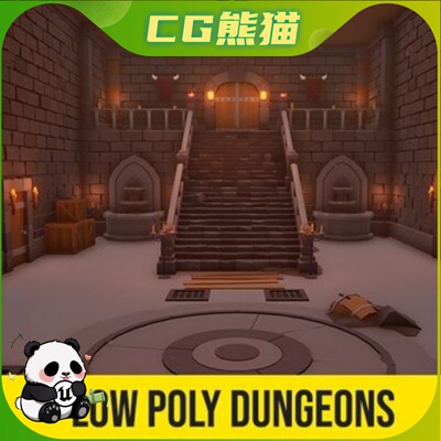 UE4虚幻5 Low Poly Dungeons 低多边形卡通地牢场景模型乐器