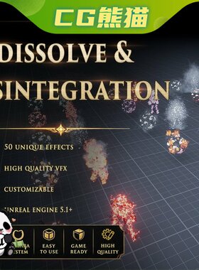 UE5.1-5.8 Dissolve Disintegration FX 溶解融化崩解特效