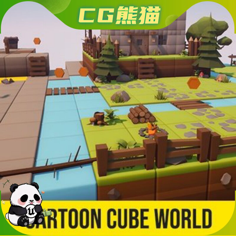 UE4虚幻5 Cartoon Low Poly 3D Cube World 3D立方体世界乐器咨询